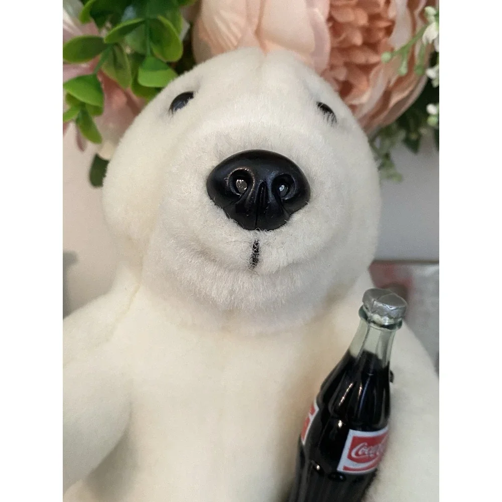 Coca Cola Smiling Polar Bear‎ 1993 Plush w Coke Bottle 7.5